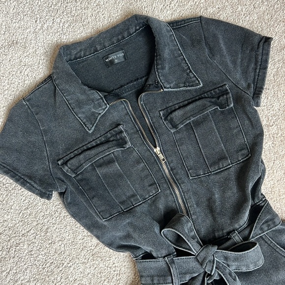 White Fox Boutique - Summer Of Love Playsuit in Acid Wash Black/Gray - Picture 4 of 7